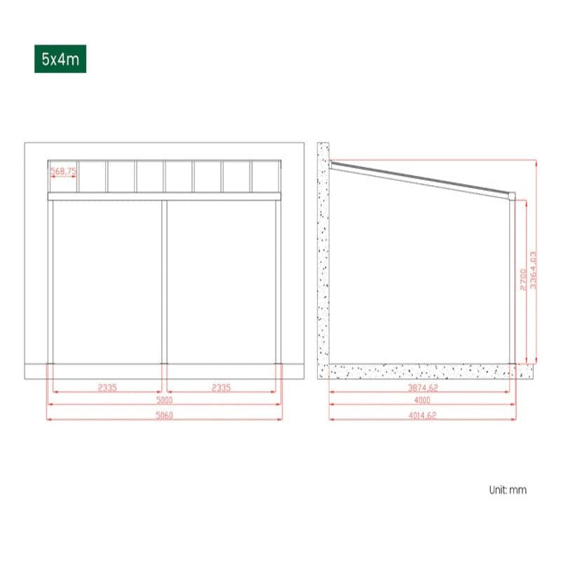 Luxi Living Coastal Patio Cover - 5x4m patio plan