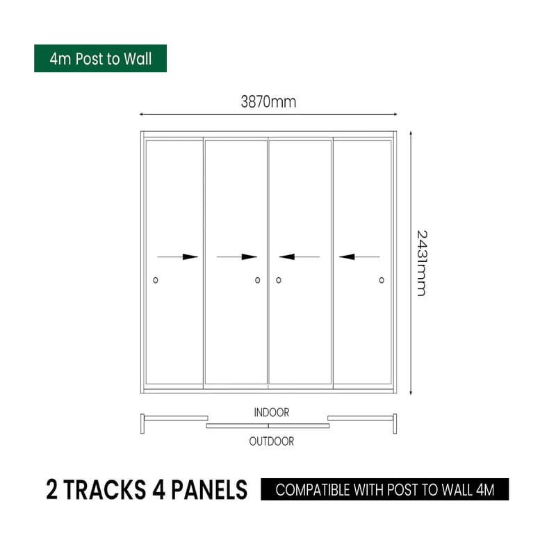 Luxi Living Frameless Glass Sliding Door for Coastal Patio Cover-4m post to wall