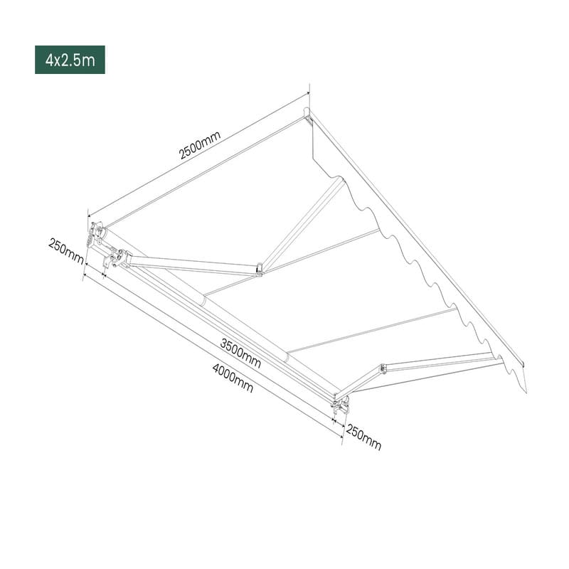Luxi Living Fuji Manual Retractable Awning - 4x2.5m Dimensions