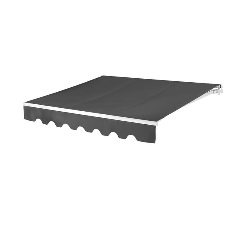 Luxi Living Fuji Manual Retractable Awning - Dark Grey Awning on whote background.