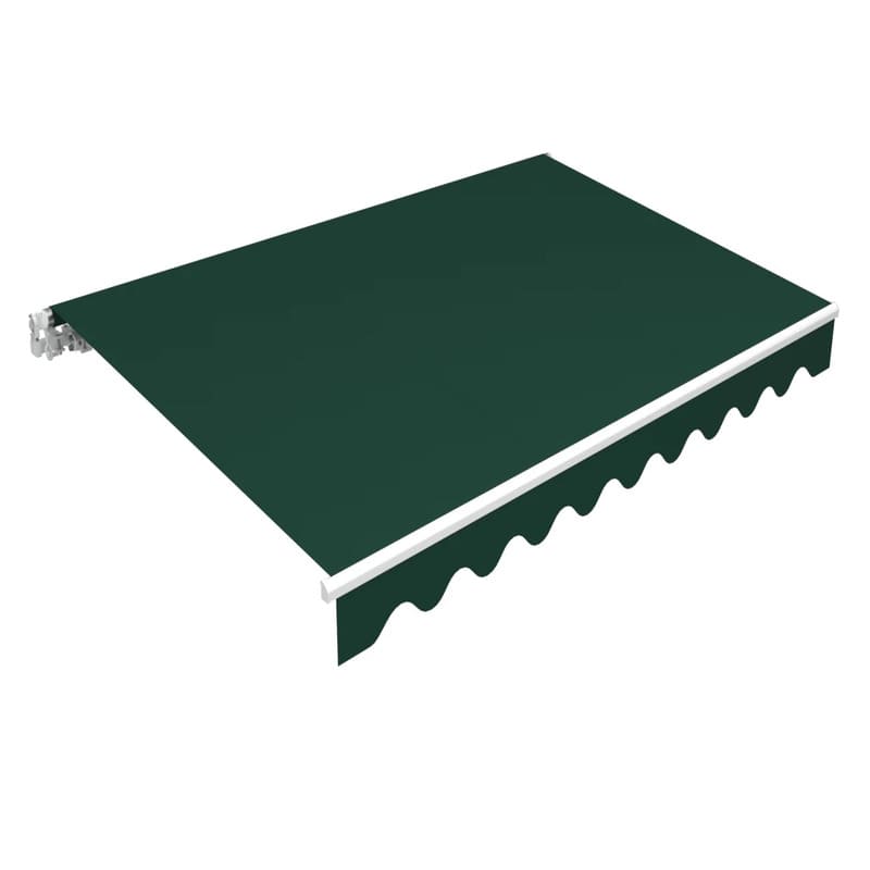Luxi Living Fuji Manual Retractable Awning - Green Awning On White background.