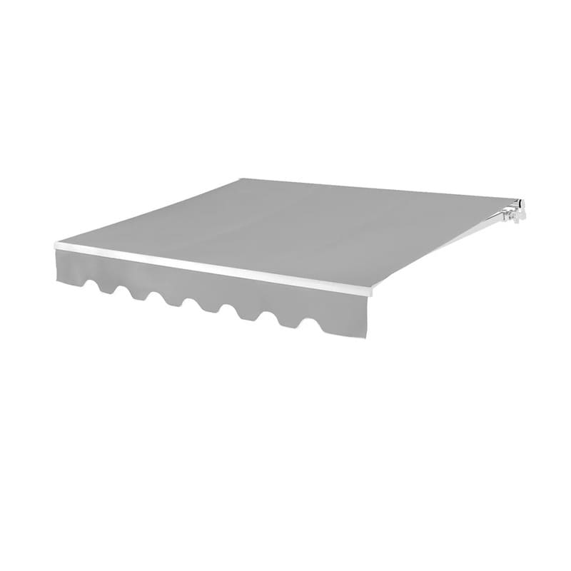 Luxi Living Fuji Manual Retractable Awning - Light Grey Awning on white background.