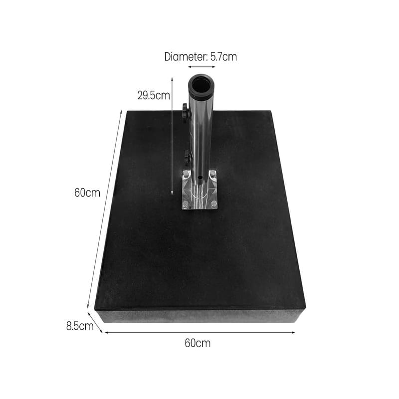 Luxi Living Granite Base Black for Market Umbrellas - 80kg, dimensions of base.