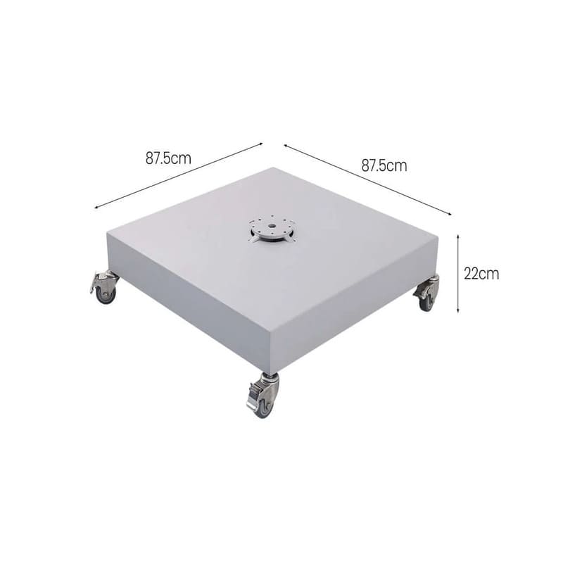 Luxi Living Lorna Granite Umbrella Base with Cover for 4m Umbrellas – 215kg - Dimensions on a white bg