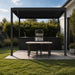 Luxi Living Atlantic Manual Freestanding Louvre Roof Aluminium Pergola - barbeque machine under Black -4x3m