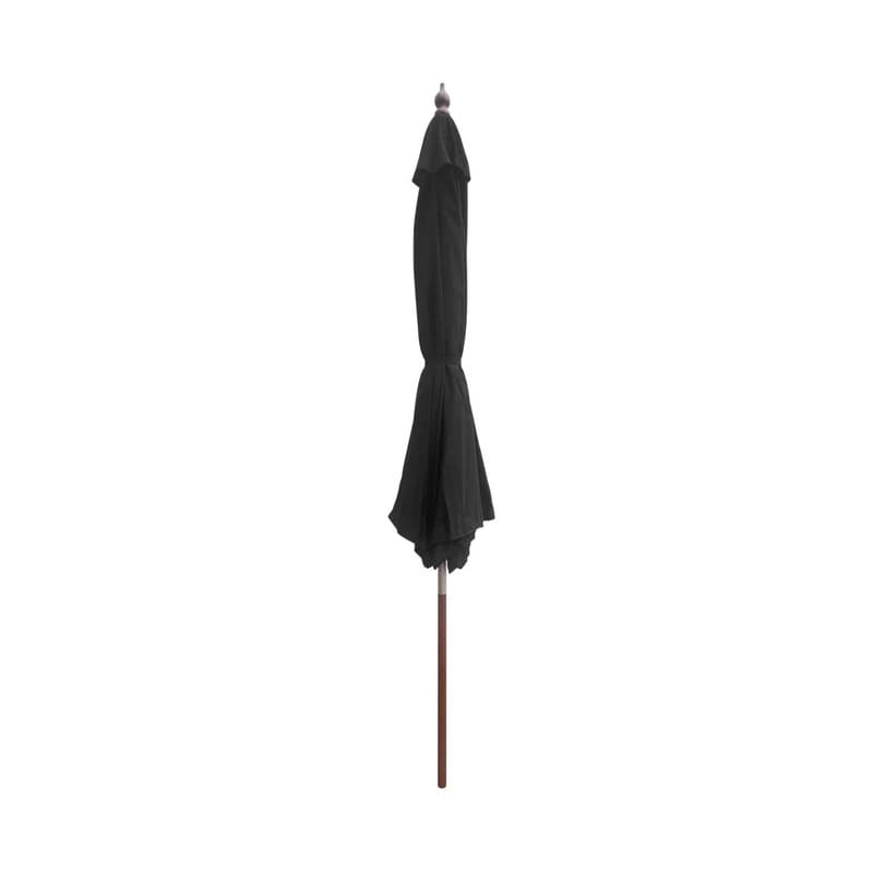 Luxi Living Nile 2.7m Round Market Umbrella - black umbrella folded on white background