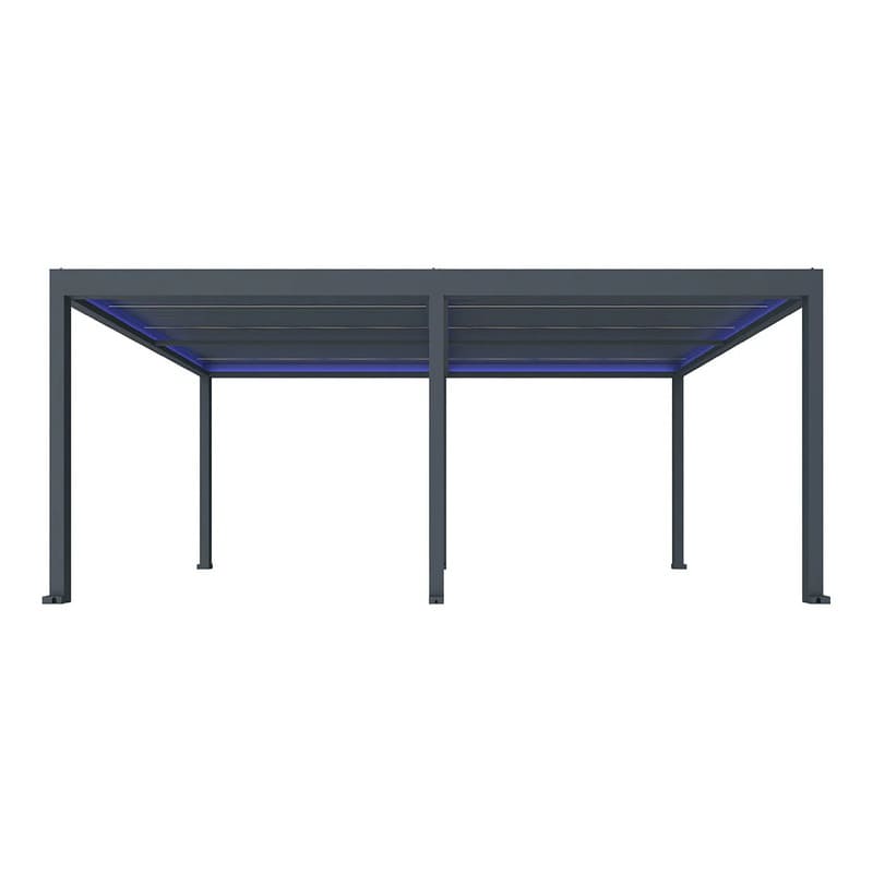Luxi Living Pacific Motorised Freestanding Louvre Roof Aluminium Pergola - grey pergola on a white background