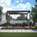 Luxi Living Pacific Motorised Freestanding Louvre Roof Aluminium Pergola-grey pergola on a brown slab