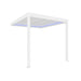 Luxi Living Pacific Motorised Wall Mounted Louvre Roof Aluminium Pergola - angular view of white pergola with lights on.