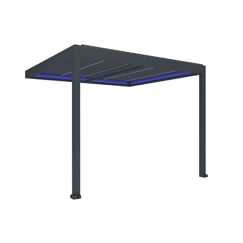 Luxi Living Pacific Motorised Wall Mounted Louvre Roof Aluminium Pergola - charcoal pergola on a white bg