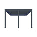 Luxi Living Pacific Motorised Wall Mounted Louvre Roof Aluminium Pergola - 3 legged charcoal pergola with lights on a white bg