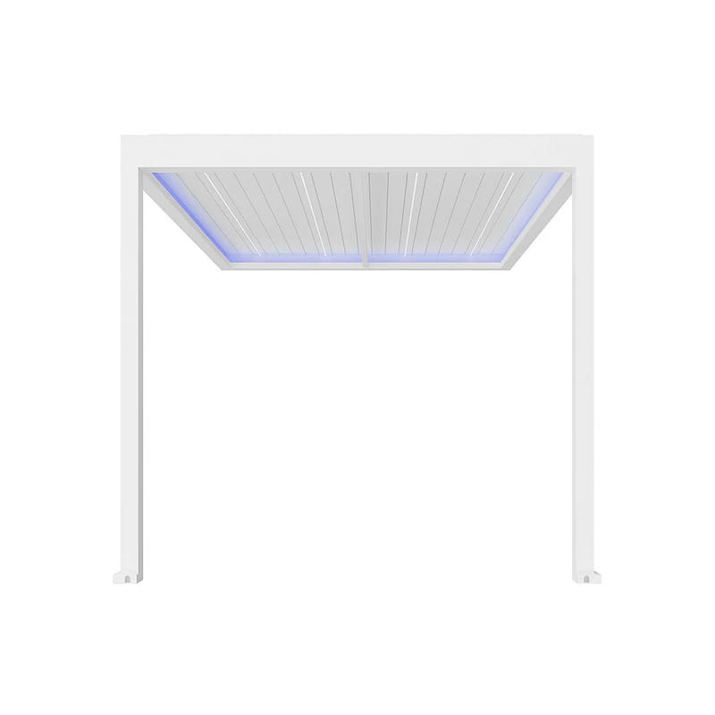 Luxi Living Pacific Motorised Wall Mounted Louvre Roof Aluminium Pergola-  4.1x4.5m white pergola on  white bg
