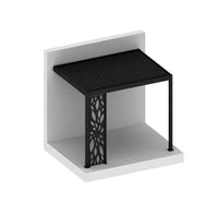 Luxi Living Patterned Privacy Panel for Tasman Wall Mounted Pergola - Black pergola on  White background