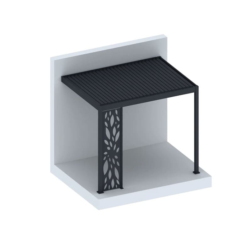 Luxi Living Patterned Privacy Panel for Tasman Wall Mounted Pergola - Charcoal Pergola on white background