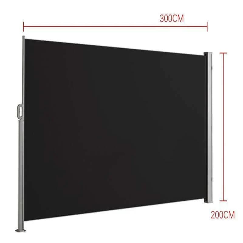 Luxi Living Retractable Side Awning & Privacy Screen 2m X 4m-black awning dimensions