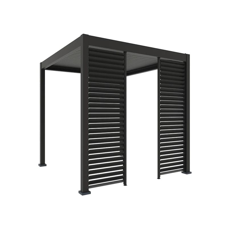 Luxi Living Shutter Wall for Baltic Freestanding Pergola - angular view of the pergola