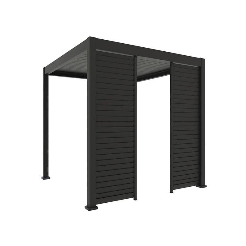 Luxi Living Shutter Wall for Baltic Freestanding Pergola - Charcoal colour Pergola on white bg.