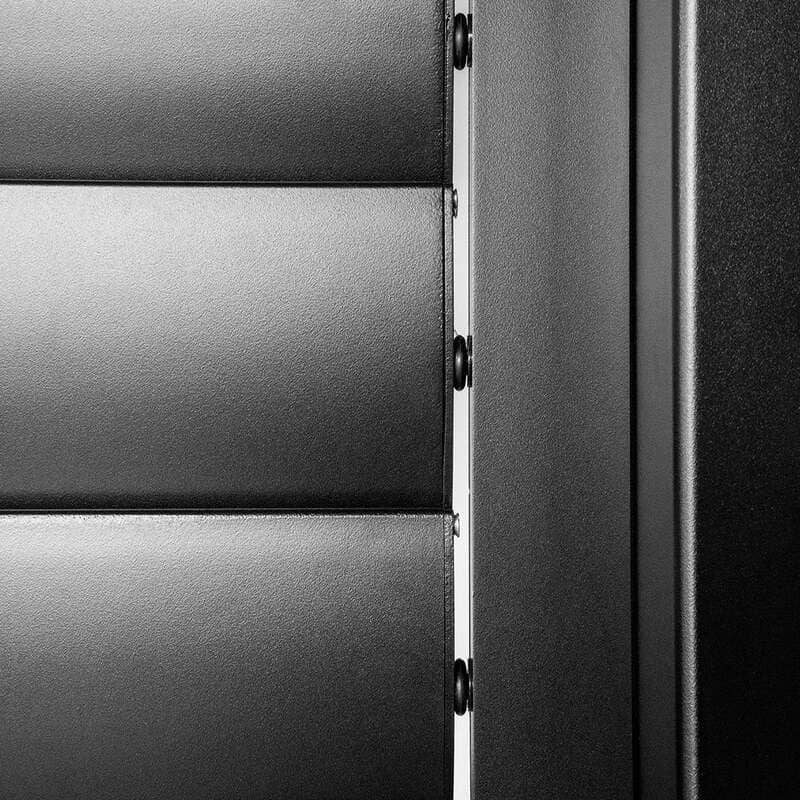 Luxi Living Shutter Wall for Tasman Wall Mounted Pergola - Image showing Closed Louvres