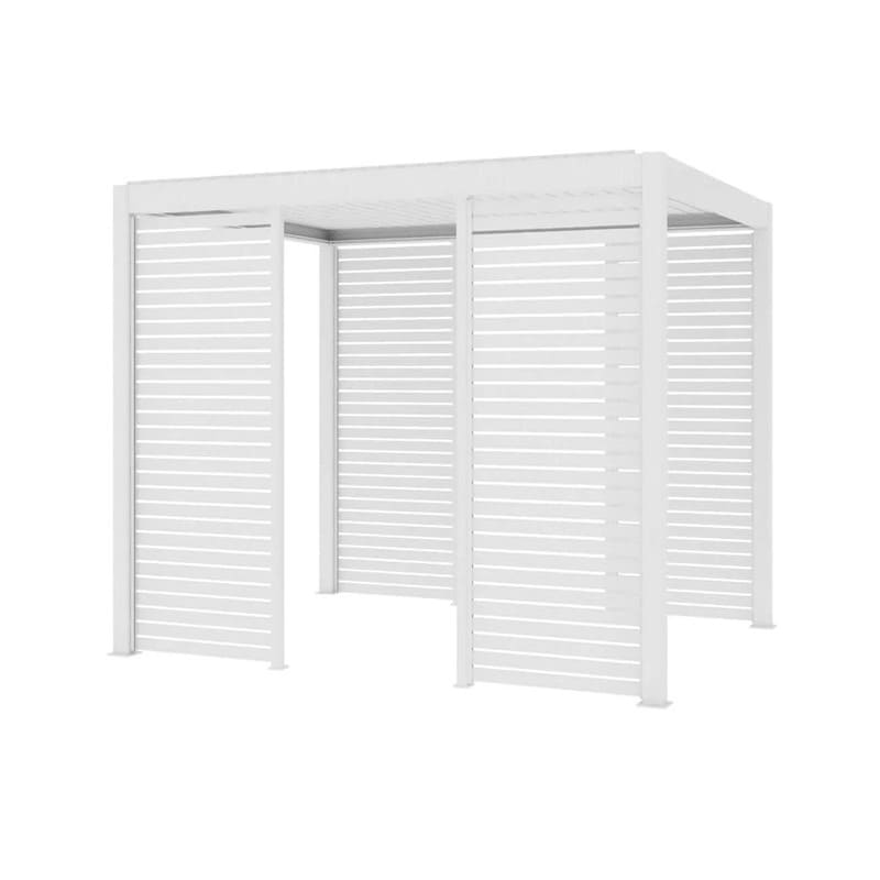 Luxi Living Slatted Privacy Wall for Baltic Freestanding Pergola - white pergola on white background