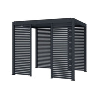 Luxi Living Slatted Privacy Wall for Tasman Freestanding Pergola charcoal pergola on white background
