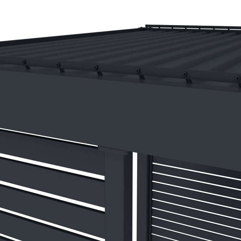 Luxi Living Slatted Privacy Wall for Tasman Freestanding Pergola - top view of pergola.