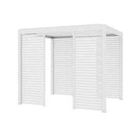 Luxi Living Slatted Privacy Wall for Tasman Freestanding Pergola- white pergola on white background