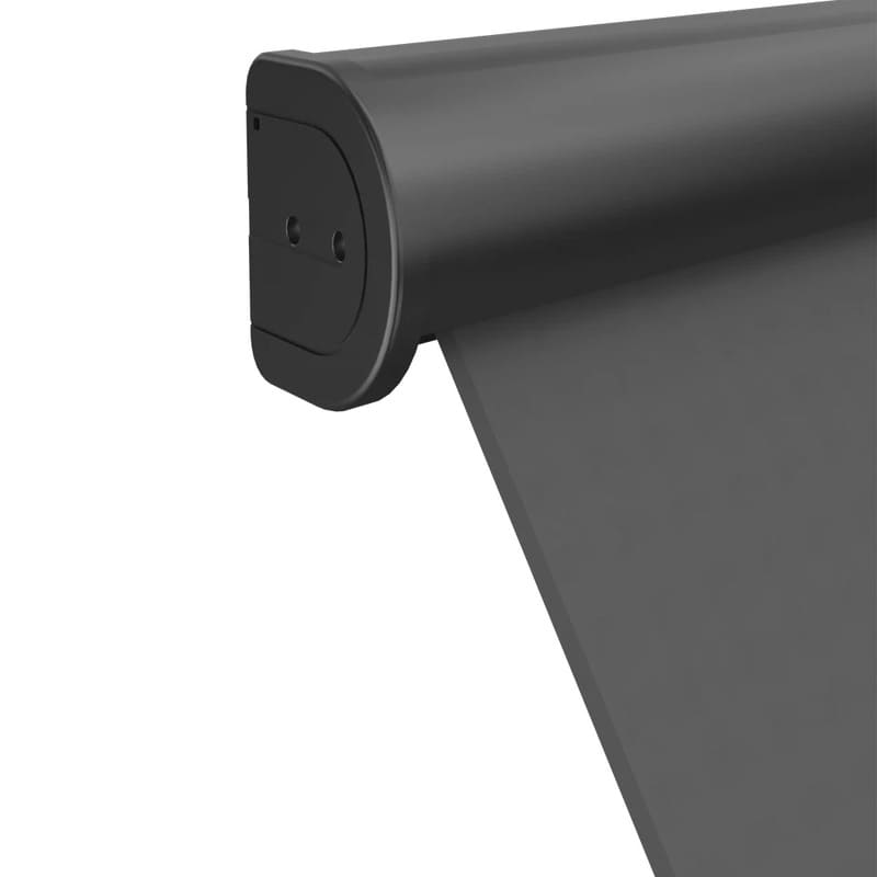 Luxi Living Solaris Motorised Retractable Drop-Arm Window Awning-Dark grey awning section's closeup view