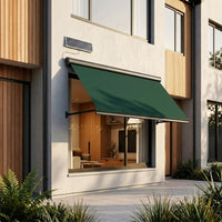 Luxi Living Solaris Motorised Retractable Drop-Arm Window Awning-Green Awning with Solar Panel