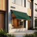 Luxi Living Solaris Motorised Retractable Drop-Arm Window Awning-Green Awning with Solar Panel