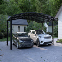Luxi Living Stormbrace Double Carport-black carport with 2 SUV's