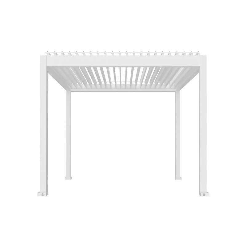 Luxi Living Tasman Motorised Freestanding Louvre Roof Aluminium Pergola - white pergola opened  on white background