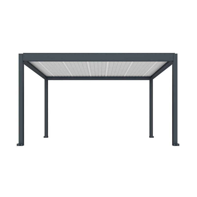 Luxi Living Tasman Motorised Freestanding Louvre Roof Aluminium Pergola - 5x4m charcoal and White pergola