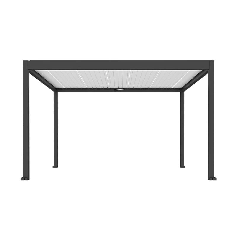 Luxi Living Tasman Motorised Freestanding Louvre Roof Aluminium Pergola - Charcoal and white pergola