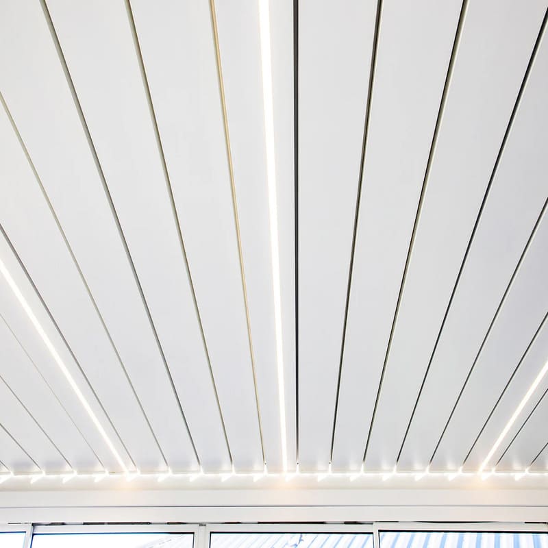 Luxi Living Tasman Motorised Freestanding Louvre Roof Aluminium Pergola - closed white pergola