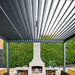 Luxi Living Tasman Motorised Freestanding Louvre Roof Aluminium Pergola in Charcoal Louvre open