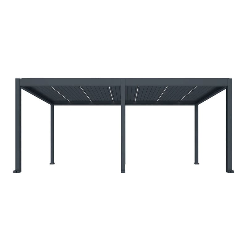 Luxi Living Tasman Motorised Freestanding Louvre Roof Aluminium Pergola - charcoal pergola 8x4m on white background