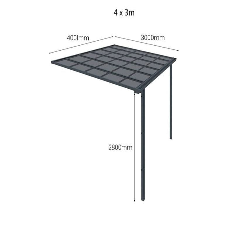 Luxi Living Urban Wall Mounted Patio Cover - 4x3m left facing patio cover
