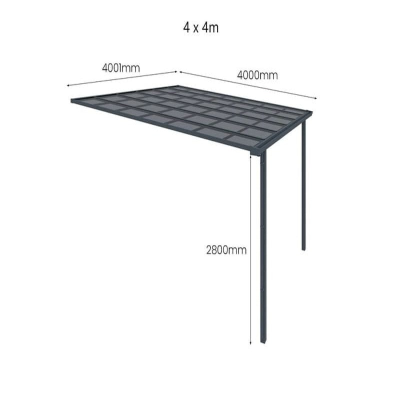Luxi Living Urban Wall Mounted Patio Cover - 4x4m patio cover