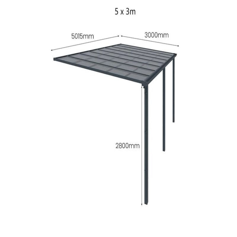 Luxi Living Urban Wall Mounted Patio Cover - 5x3m left facing patio covers