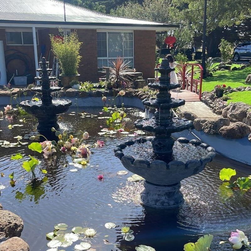 Monaco Fountain grey self contained with floating plants