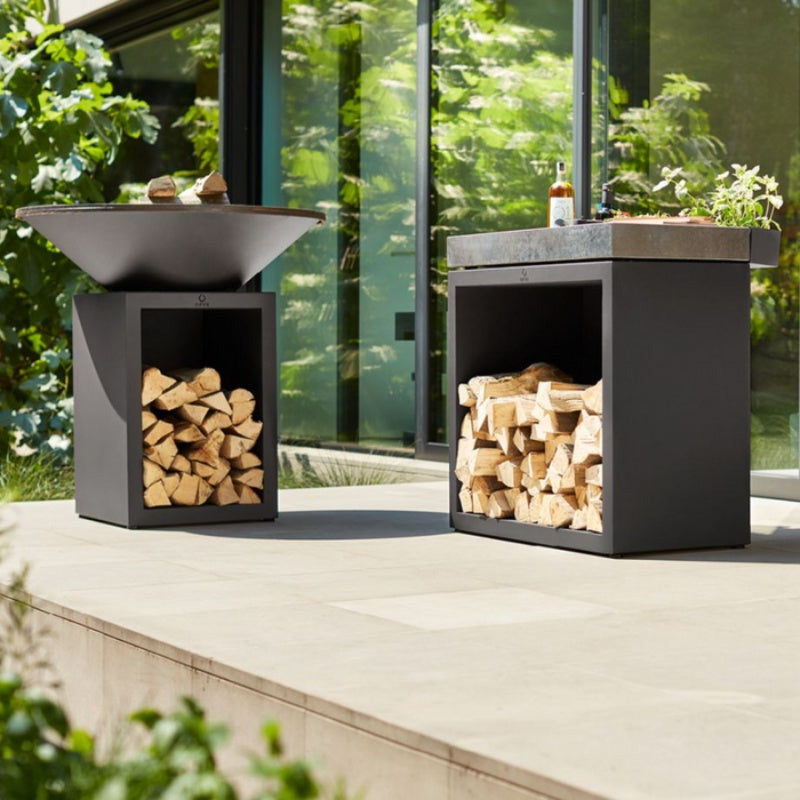 OFYR Butchers Block & Wood Storage with Ceramic Tabletop