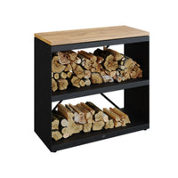 OFYR Wood Storage Dressoir with Teak Wood Tabletop Black
