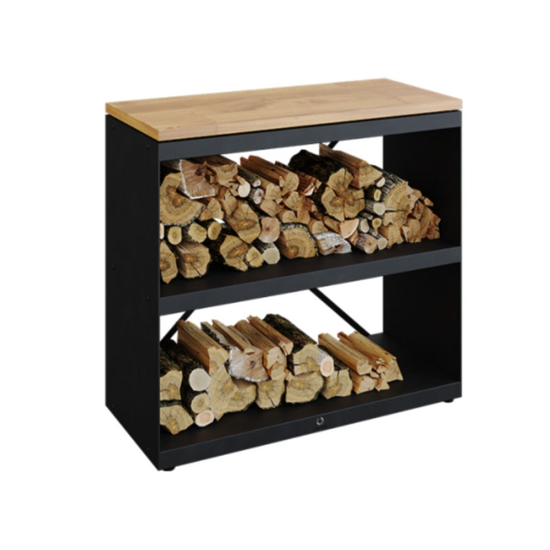 OFYR Wood Storage Dressoir with Teak Wood Tabletop Black
