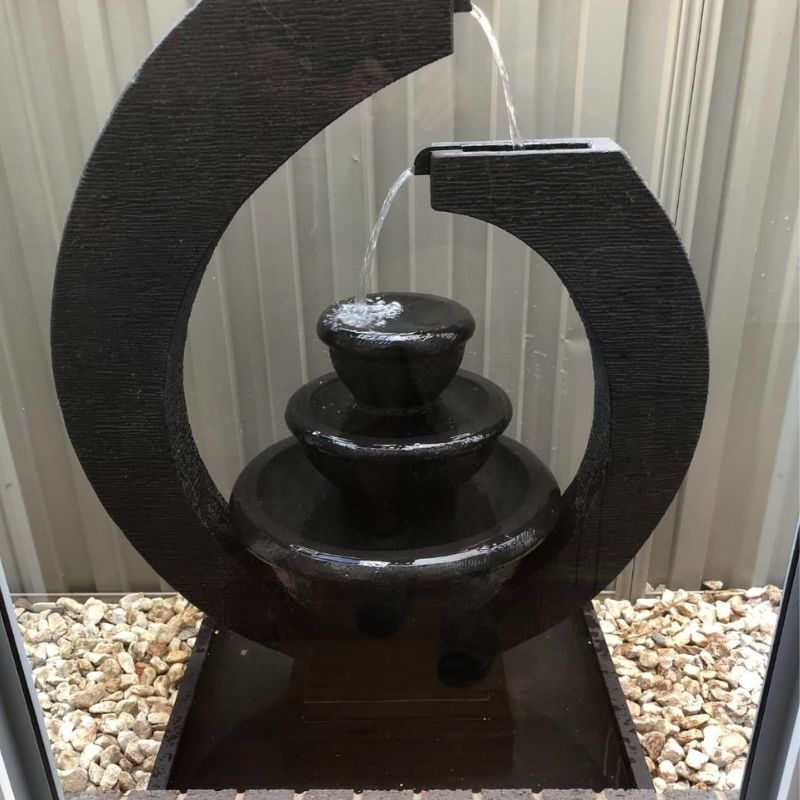 Original Eclipse Fountain Large Charcoal side through glass window