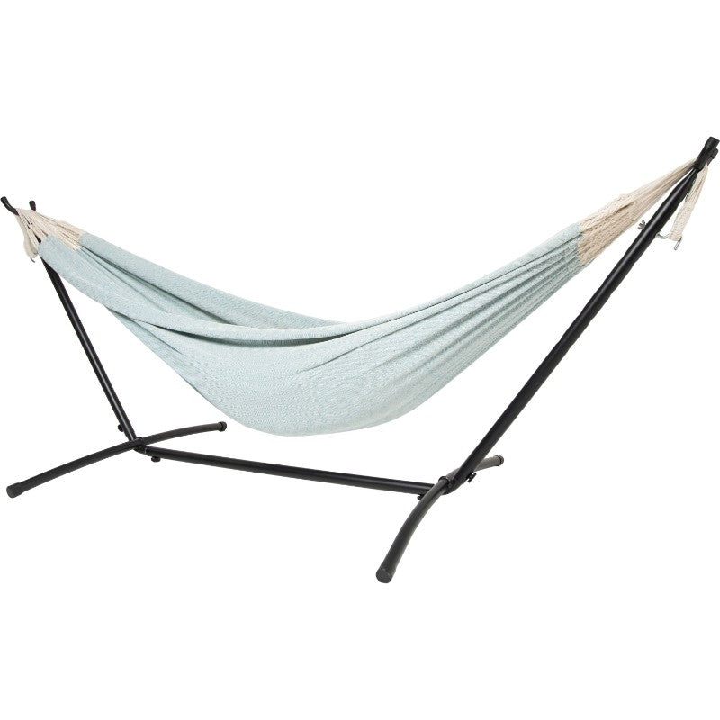 Pacific Hammocks 10ft White Universal Steel Hammock Stand And Authentic Double Clasico Hammock in Beau Blue