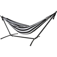 Pacific Hammocks 10ft Black Universal Steel Hammock Stand And Authentic Double Vichy Hammock in Binario