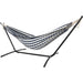Pacific Hammocks 10ft Black Universal Steel Hammock Stand And Authentic Double Vichy Hammock in Navy