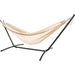 Pacific Hammocks 10ft Black Universal Steel Hammock Stand And Authentic Double Vichy Hammock in Sand