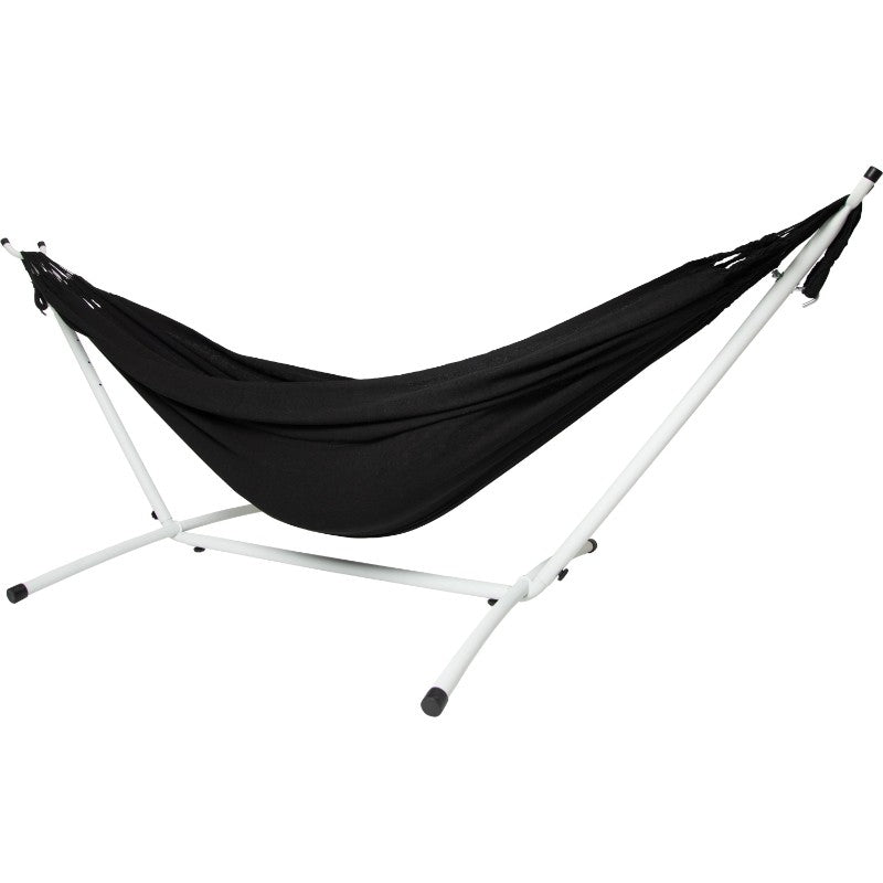 Pacific Hammocks 10ft White Universal Steel Hammock Stand And Authentic Double Clasico Hammock in Midnight