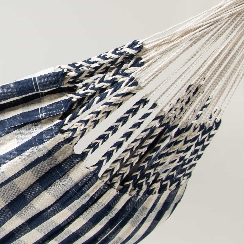 Pacific Hammocks Authentic Double Vichy Hammoc-Navy stitch close up